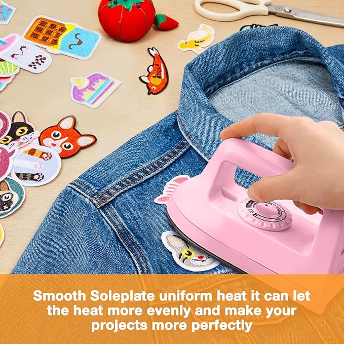 Mini Iron for Crafts Quilting, Travel Iron Household Iron Easy Iron Supplies Mini Electric Iron, Mini Heat Press Machine Sewing Sachine (Pink)