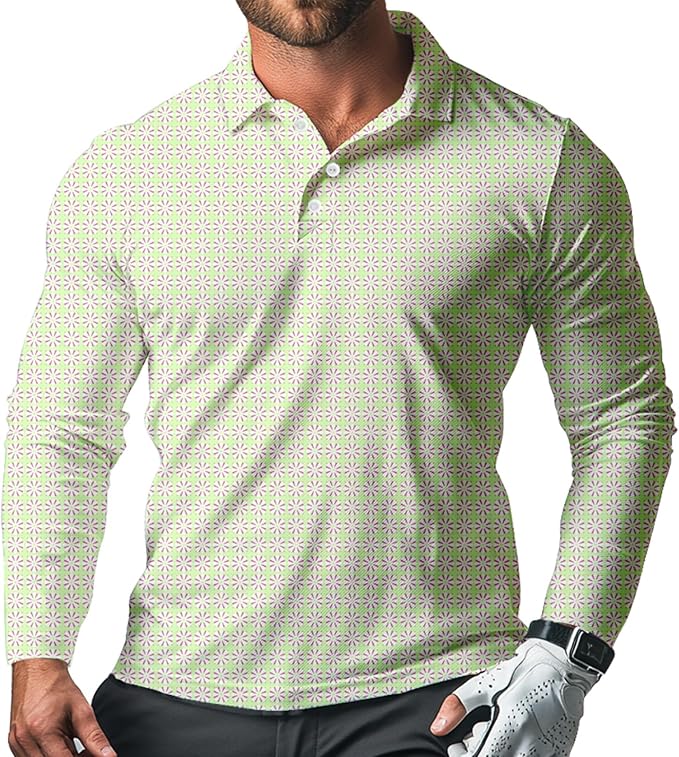 Men's Long Sleeve Golf Shirt Quick Dry 3 Button Work Fishing Outdoor Casual Collar Shirt