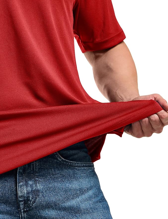 CQR Men's Polo Shirts, Tactical Short Sleeve Golf Performance Shirts, Lightweight Dry Fit UPF 50+ Pique