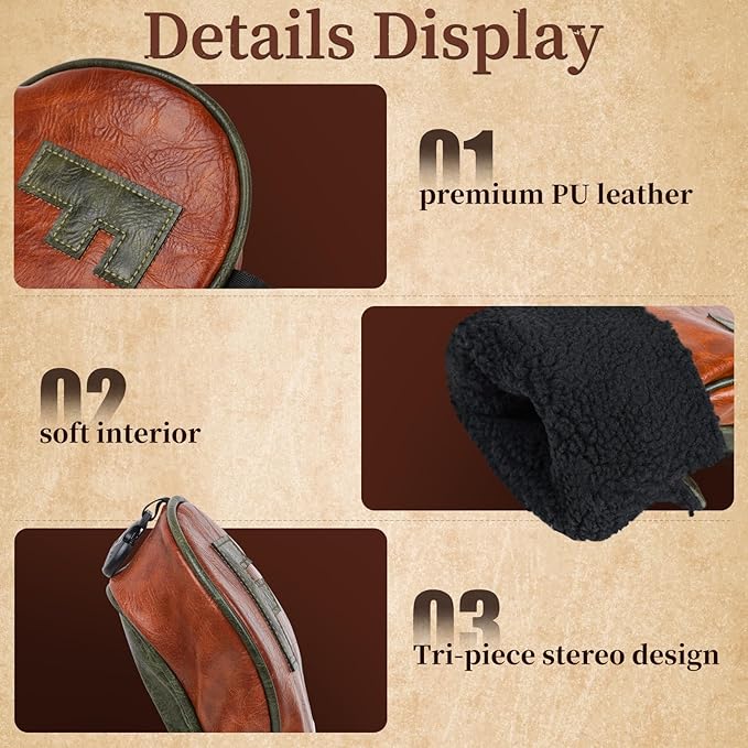 Craftsman Golf Club Head Covers 3pcs or 1pc Classic Brown Golf Headcovers Set Golf Club Headcovers for Driver Fairway Utility/Hybrid Woods Headcovers