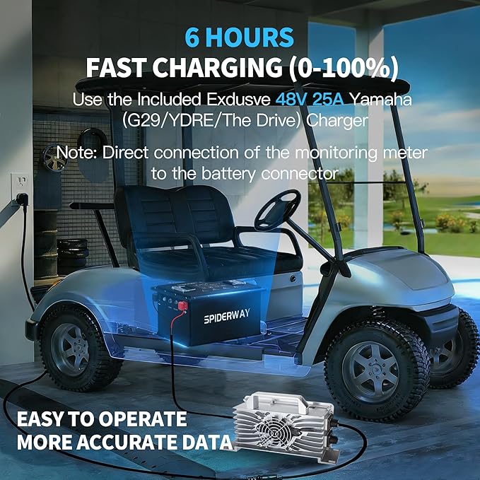 48V 150Ah Lithium Battery Golf Cart with 25A Charger, 48V LiFePO4 Battery, LCD Monitor & Mobile APP, 6000+ Cycles 48V Golf Cart Battery, Built-in 200A BMS, Max 10.24kW Output, Perfect for Golf Carts
