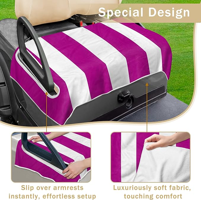 YOKYHOM Golf Cart Seat Covers, Purple Golf Cart Seat Towel Blanket Keeps Seat Comfortable and Clean,100% Microfiber, 51''x 31'',for EZGO, Yamaha, Club Car and More 2-Seat Golf Carts