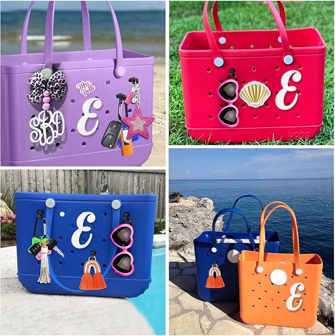 Mity rain Letter Charms for Bogg Bag，Alphabet Lettering Accessories Charms Compatible with Bogg Bag Original All Models, Insert Decorative Letter for Handbag Beach Tote Bag E