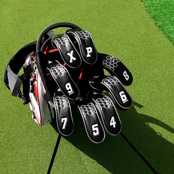 mytag 8PCS Golf Hybrid Iron Covers Set, Knit Hybrid Head Covers, Fits Cobra T Rail, Cleveland Launcher, Wilson Launch Pad, Tour Edge Hot Launch - Customizable