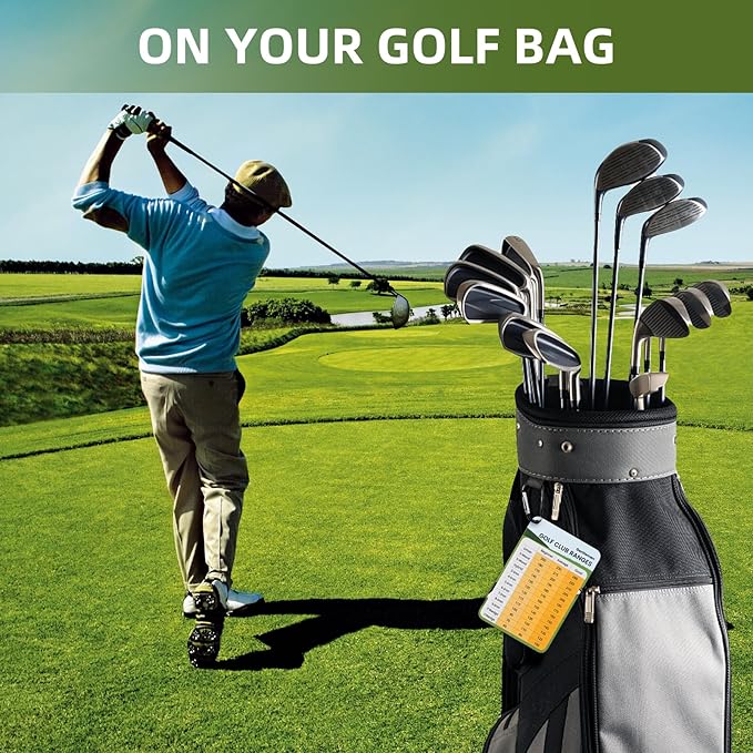 2-Pack Golf Club Distance Card, Golf Club Range Chart Card, Quick Reference Yardage Card, Sturdy Golf Yardage Card for Seasoned Golfers, Average or Beginners