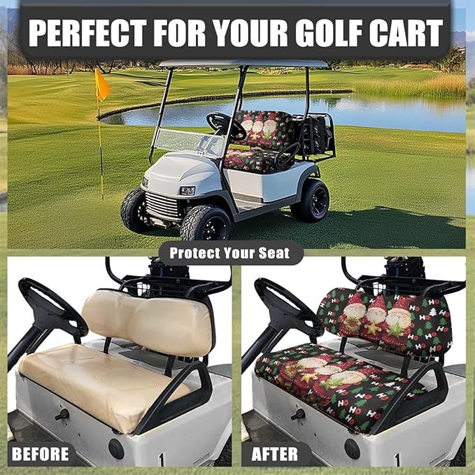 Golf Cart Seat Covers, Universal Fit & Nonskid Bottom Fits for Club Car 2 Person Seats Golf Carts