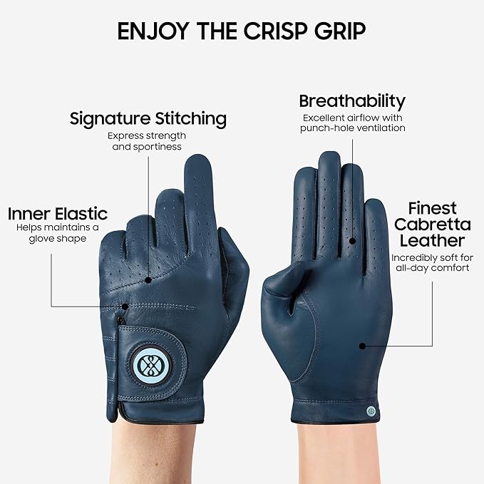 CLAPLEY Men’s Golf Glove – Premium Cabretta Leather with Magnetic Ball Marker, Breathable Design, Good Elasticity, Precious Gift for Golfers, Super Soft Feel, Left and Right Hand, Secure Fit