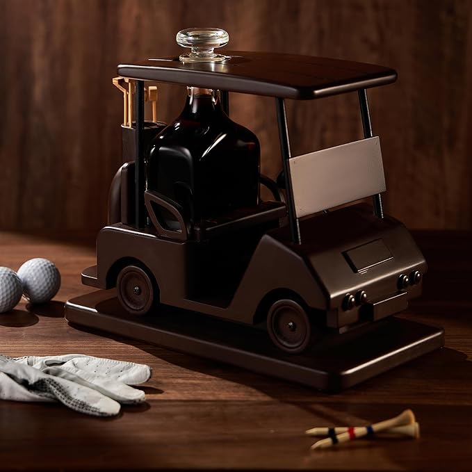 The Wine Savant Mahogany Whiskey Decanter - Golf Gifts for Men & Women (600ml)