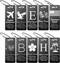 10 Personalized Metal Luggage Tags, Custom Suitcase Aluminum Name Tags with Steel Ring, Laser Engraved Name and Logo, for Travel, Backpack, Baggage, Golf Bag (Black)