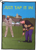 ZEETY Funny Golf Towel – 16" x 24" Premium Microfiber with Clip Holder for Golf Bags – Golf Accessories & Gifts for Men and Women (JUST TAP IT in)