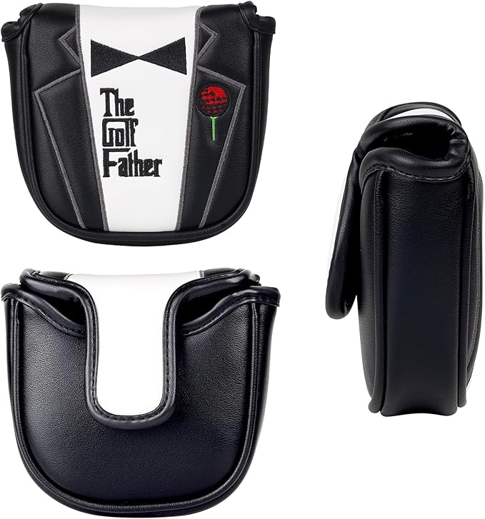 The Golf Father Golf Club Covers, Driver Fairway Hybrid Headcover, Funny Putter Cover Magnetic, Black & White Color Iron Covers,Golf Gifts for Men