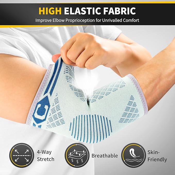CAMBIVO 2 Pack Elbow Brace for Tendonitis, Tennis Elbow Compression Support Sleeve for Golfers Elbow Pain Relief, Arthritis, Bursitis, Workout, Weightlifting