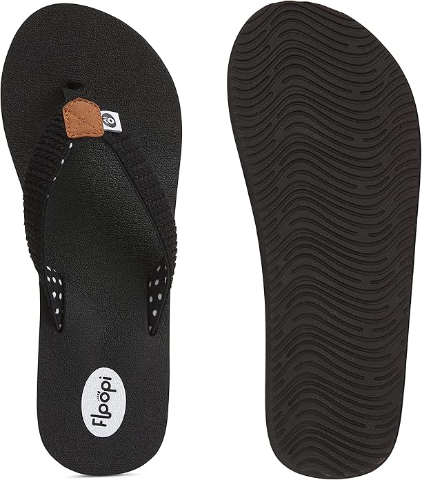 Floopi High Heel Wedge Sandals for Women-Comfort Yoga Mat Footbed for Support, Flip Flop Thong Platforms for Summer
