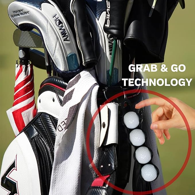 Golf Ball Holder - Holds 4 Golf Balls, Easy Attachment to Bag or Cart, Gift Accessories for Men and Women