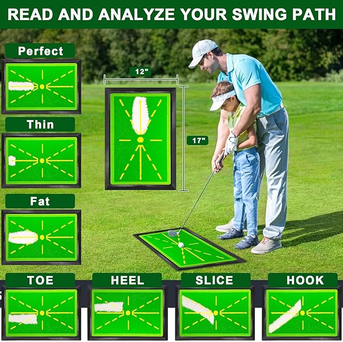 Golf Training Mat 12”*17“with Instant Swing Feedback & Durable - Portable Practice Mat for Indoor/Outdoor Use, Ideal for Golfers of All Levels, for Men Women