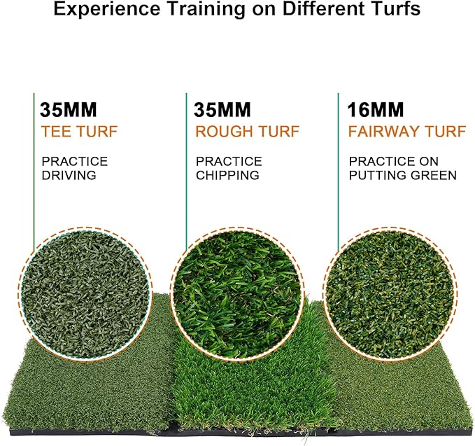 Golf Mat, Golf Hitting Mat Outdoor for Training, Golf Practice Mat with 10mm EVA Backing, Golf Mats Practice Indoor and Outdoor Turf with 8 Different Tees