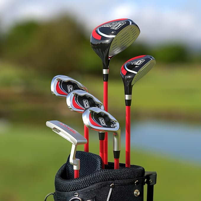 PGA Tour Youth Golf Club Set – Ages 3-5 (3’6”-4’1”) and 5-8 (4’1” - 4'8") Right and Left Handed Beginner Junior Golf Clubs with Lightweight Golf Bag, Mallet Putter, Driver by Golfgen