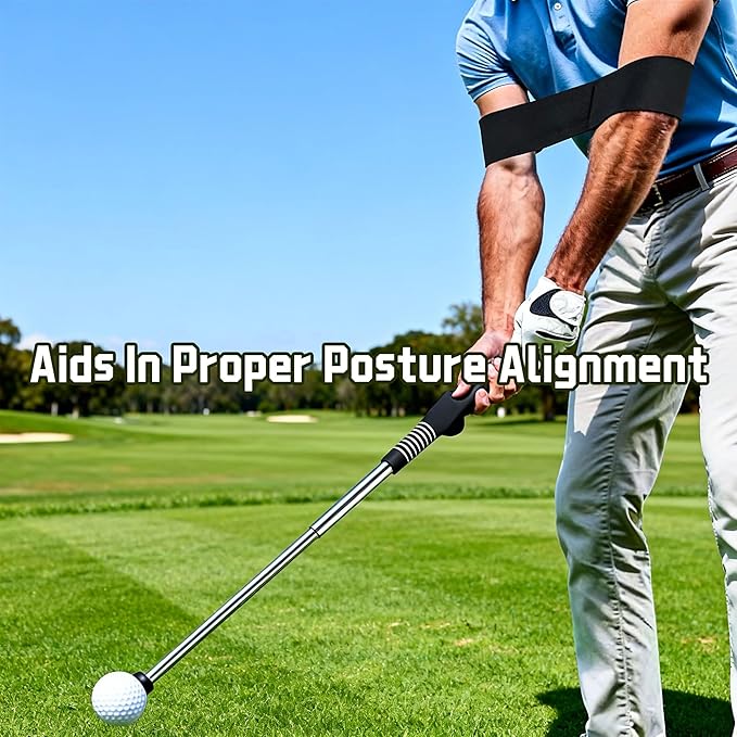 Retractable Golf Swing Trainer, Golf Grip Training Aid for Strength & Tempo Practice – Click Feedback Stick for Chipping & Hitting, Portable Warm-Up Trainer for Beginners Indoor/Outdoor