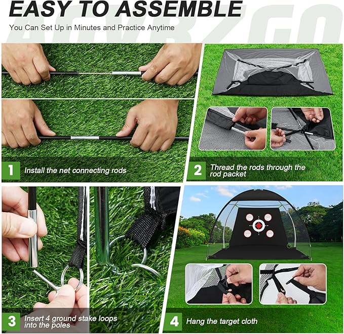 Golf Net with Multiple Target, Golf Hitting Aid Nets 10x7FT for Backyard Driving Chipping Training Swing with Practice Mat, Gifts for Men Dad Him and Golfer