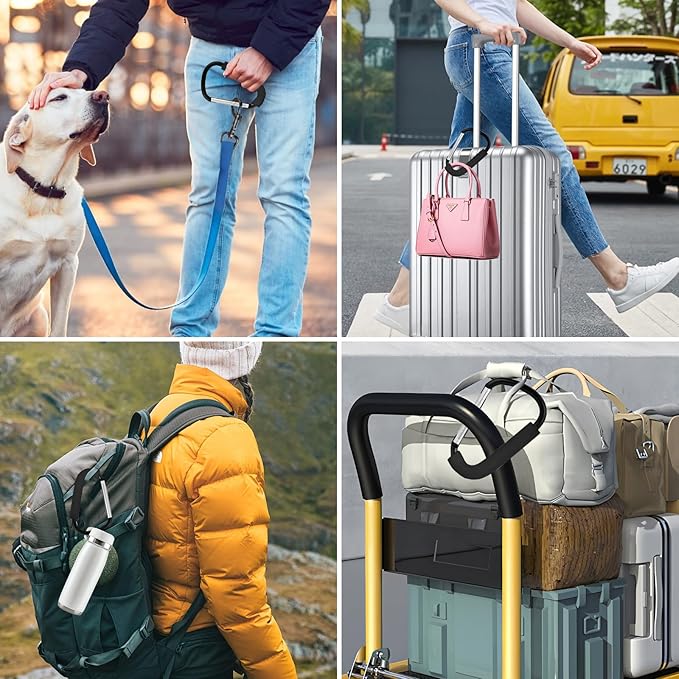 2 Pack Stroller Hooks, 6.3" Large Stroller Clip, Extra Large Carabiner, Big Carabiner Clip Heavy Duty, Universal Stroller Accessories for Mommy, Hang Shopping Bags, Purses, Diaper Bags, and Tools