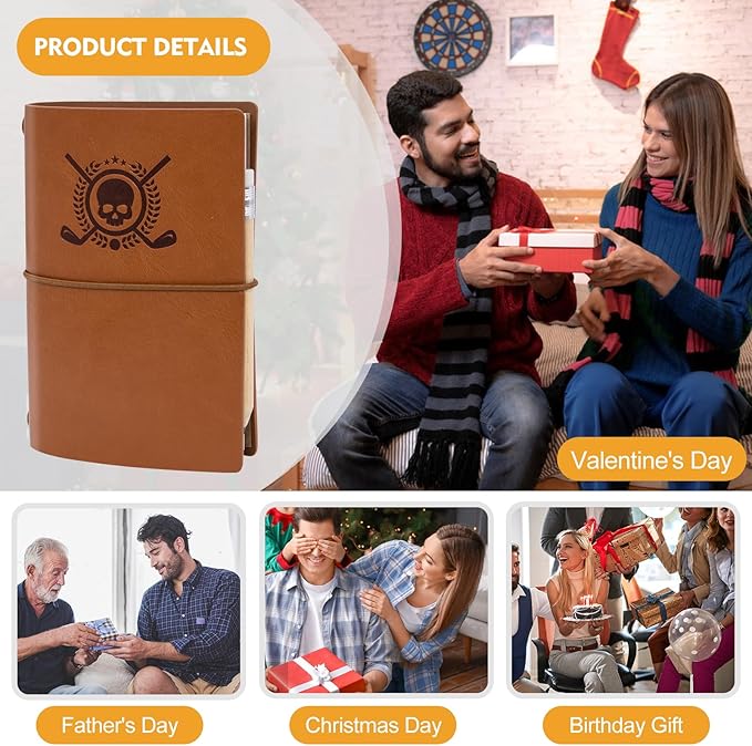 Golf Scorecard Book Leather Golf Journal Notebook with Golf Pencil Golf Yardage Book Golf Log Book Pocket Golf Score Book Golf Gift for Men&Women Sports and Outdoor Golf Club Accessories