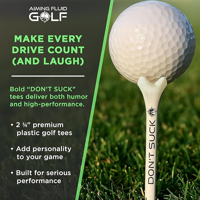 Don't Suck Collection - with Durable 4-Prong Golf Tee PureFlight Tech for Straighter and Longer Drives and Limited Edition Microfiber Magnetic Golfing Towel (16"x24")