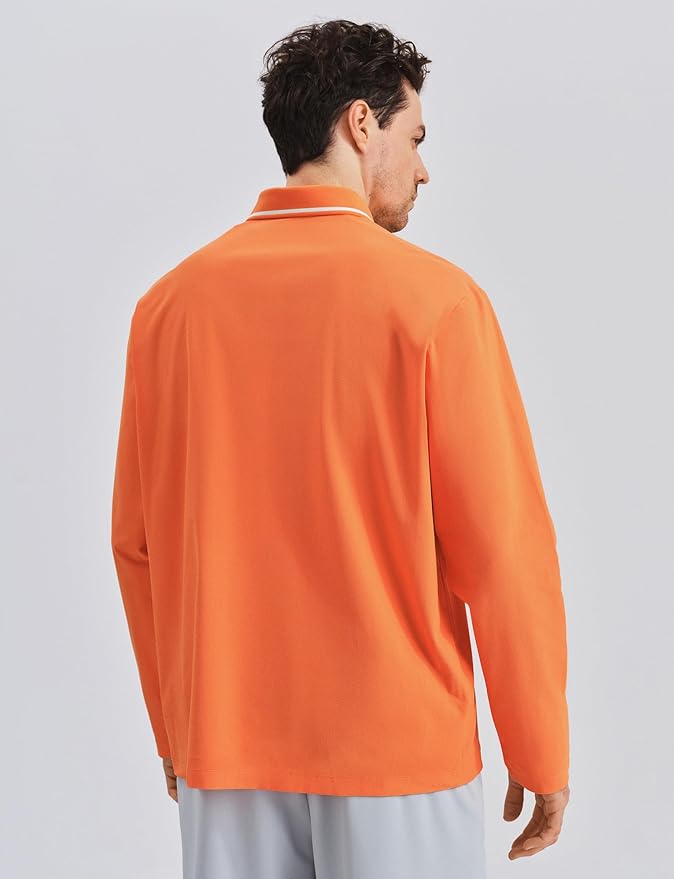 K-Swiss Men's Long Sleeve Polo Shirts - Golf Tennis Dry Fit Performance Moisture Wicking Casual Collared