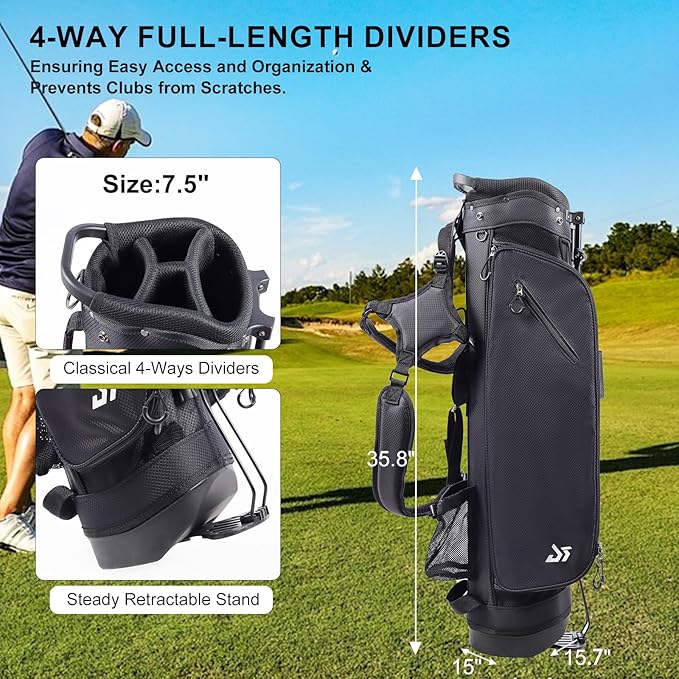 Golf Stand Bag – 2025 Upgraded Version with Cooler Pocket, Glove Patch & Tee Holder, Lightweight Sunday Golf Bag for Men & Women