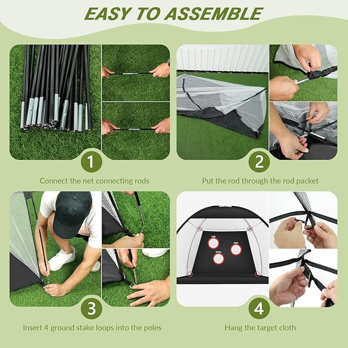 Golf Net, 10x7FT Golf PracticeNet with Swing Mat, Golf Hitting Net for Backyard Driving, Indoor/Outdoor Training Chipping Aid Nets with Targets, Gifts for Men/Dad/Him