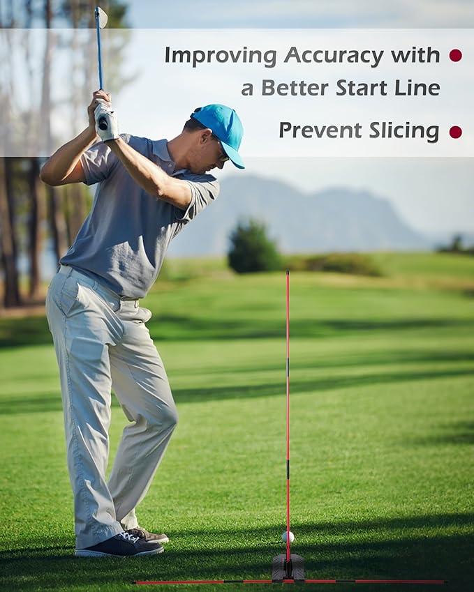 Golf Swing Training Aid, Golf Alignment Stick with Angle Plate/Holder Sets, Posture Corrector Golf Trainging Aid, Swing Plane Trainer for Aiming, Putting, Swing/Golf Practice Tools