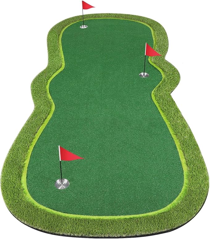 Golf Putting Green Mat, Professional Large Putting Mat with Movable Cup/Slope Pad for Indoor & Outdoor