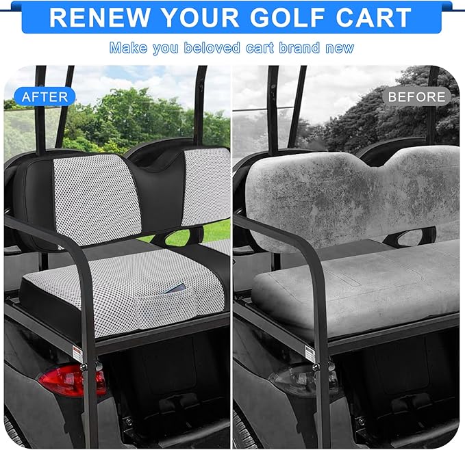 iLSKW Golf Cart Seat Covers - Breathable Fabric Universal Rear Seat Cover for Club Car, Ezgo, Yamaha