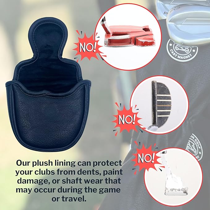 Classic Blade and Mallet Putter Headcovers with Madson Golf Cart Magnet for Secure Positioning and Quick Access, Protective PU Leather Head Covers, Magnetic Golf Accessories