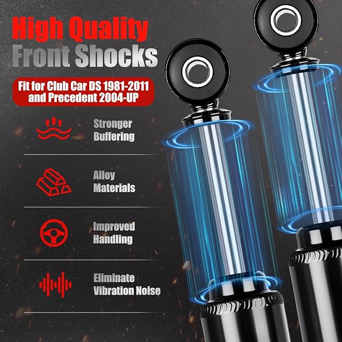 Club Car Front Shocks Golf Cart Shock Absorbers for Club Car DS G&E 1981-2011, Precedent G&E 2004 up, Tempo 2018 up, OEM 1010991, 1014235, 102588601, 2 Pack