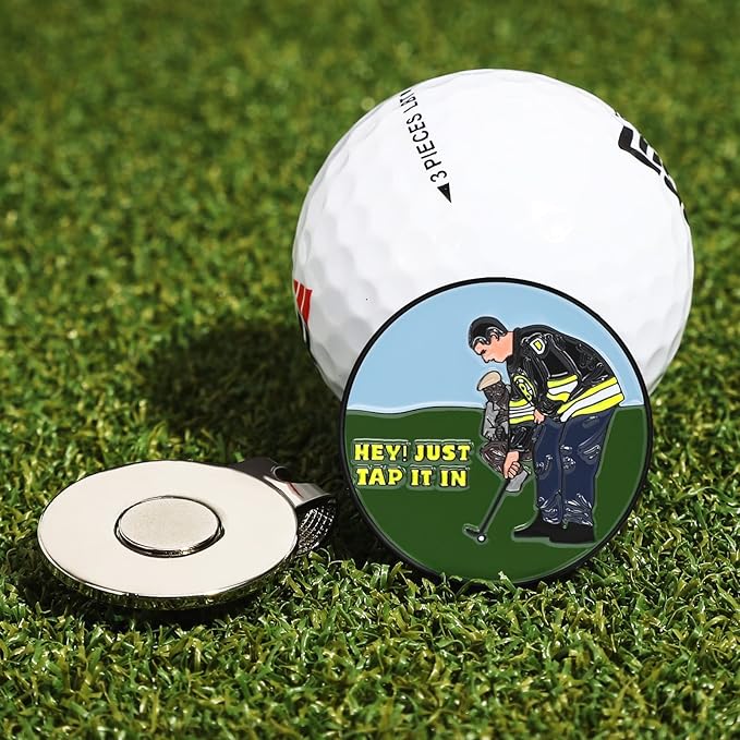 Enamel Golf Ball Marker with Magnetic Hat Clip - Funny Golf Accessories - Great Gift for Golf Lovers