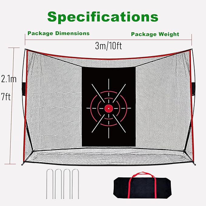 Thicker Heavy Duty Golf Practice Net for Backyard (10x7ft) – Hitting and Chipping Net with Target Cloth, Indoor Outdoor Golf Netting for Garage, Real Ball Training Aid