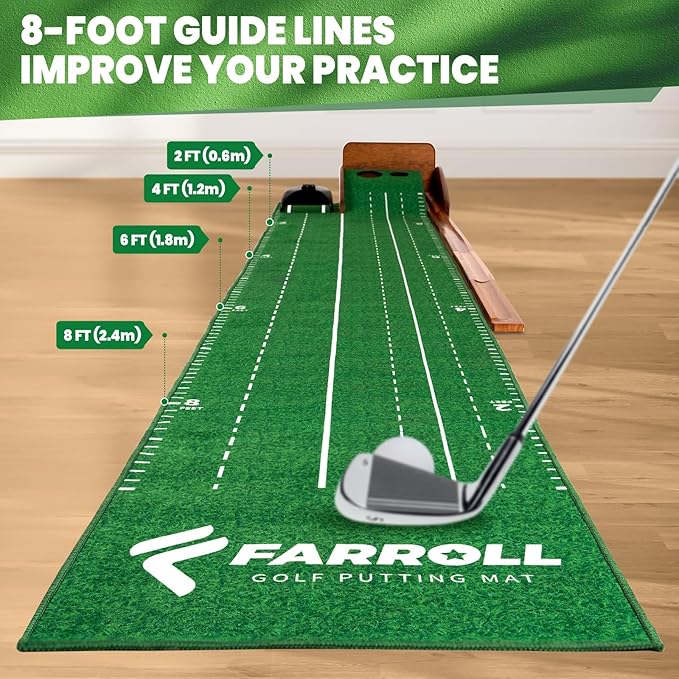 Golf Putting Green Indoor Outdoor Putting Matt with Automatic Ball Return Practice Mat for Home, Office, Backyard - Gifts for Men 118 * 18 in