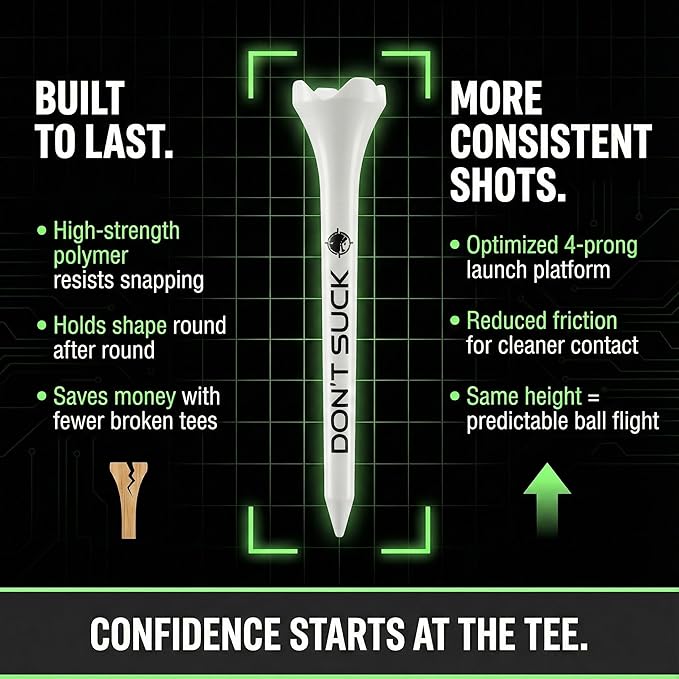 Don't Suck Collection - with Durable 4-Prong Golf Tee PureFlight Tech for Straighter and Longer Drives and Limited Edition Microfiber Magnetic Golfing Towel (16"x24")