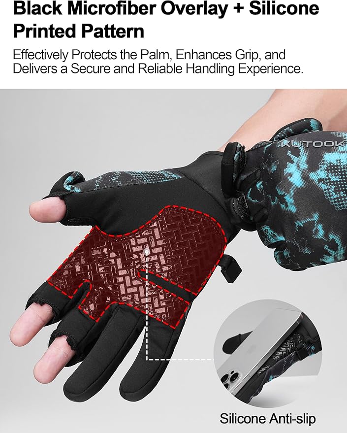 KUTOOK Winter Fishing Gloves for Men& Women Waterproof Glove Cold Weather Hunting Photography Shooting Hiking