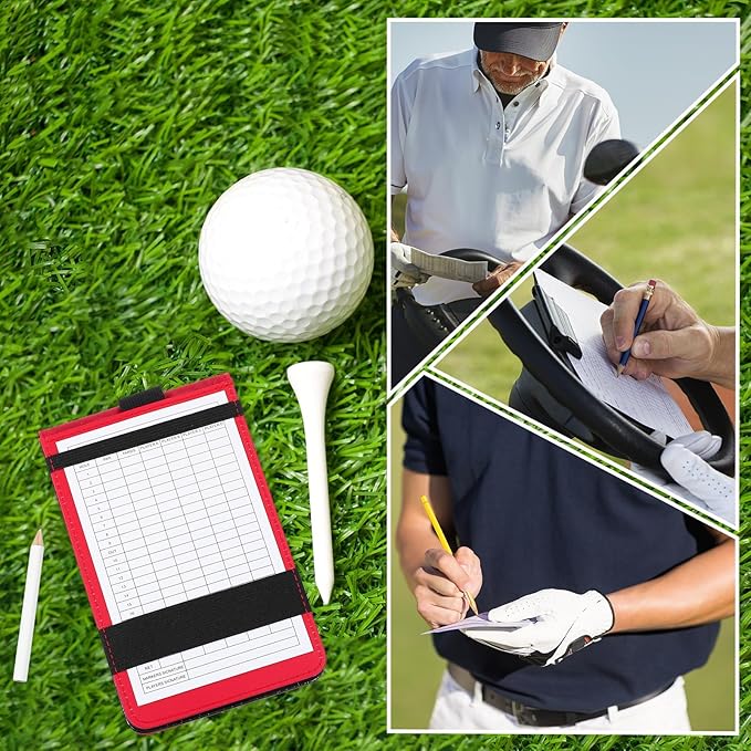 PATIKIL Golf Scorecard Holder, Leather Yardage Book Cover Golf Scorecard Book with Pencil Loop for Golf Club Golf Club Accessories