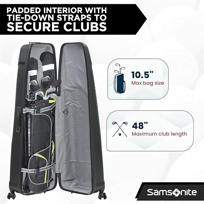 Samsonite Tour Pro Golf Hard Case Golf Travel Bag, Lightweight & Durable ABS Shell, 360 Degree Multi-Directional “Shark Wheels”