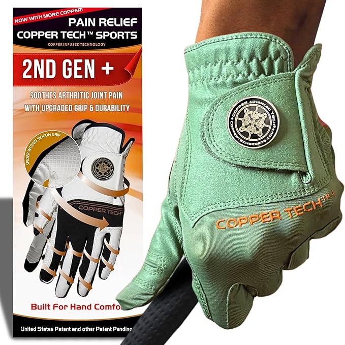 Copper Tech Golf Gloves Men Right Handed Golfer or Left Handed Golfer (2nd Gen) | Copper Compression Joint Support Golf Glove