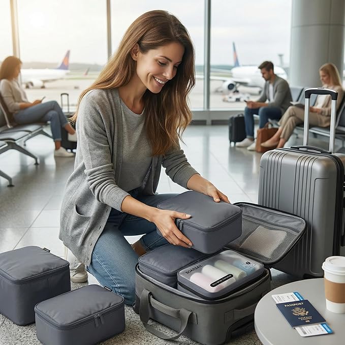 6 Set Compression Packing Cubes for Travel, Large Medium Small Luggage Organizers, Storage Bags for Clothes and Essentials (6 Pack, Charcoal Gray)