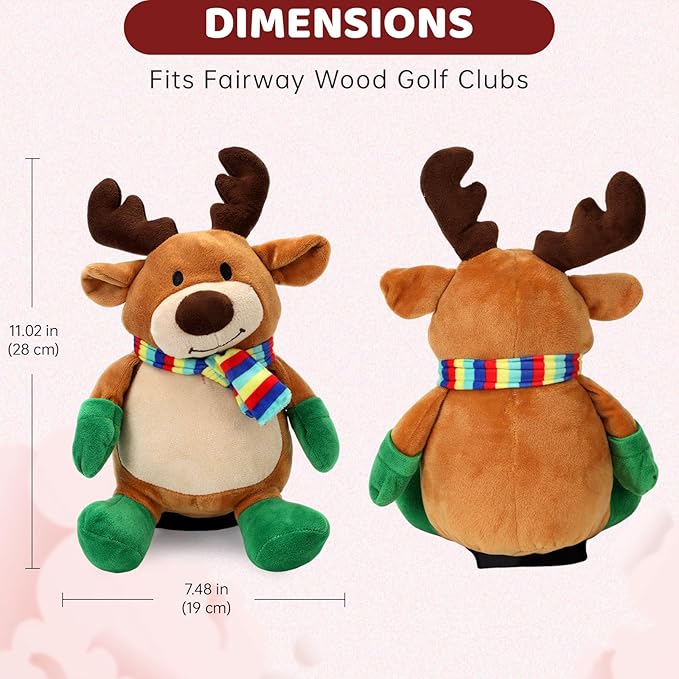 Christmas Golf Club Covers, Fun Plush Headcovers with Soft Protection for Fairway Wood Clubs, Festive Golf Gift for Men and Women