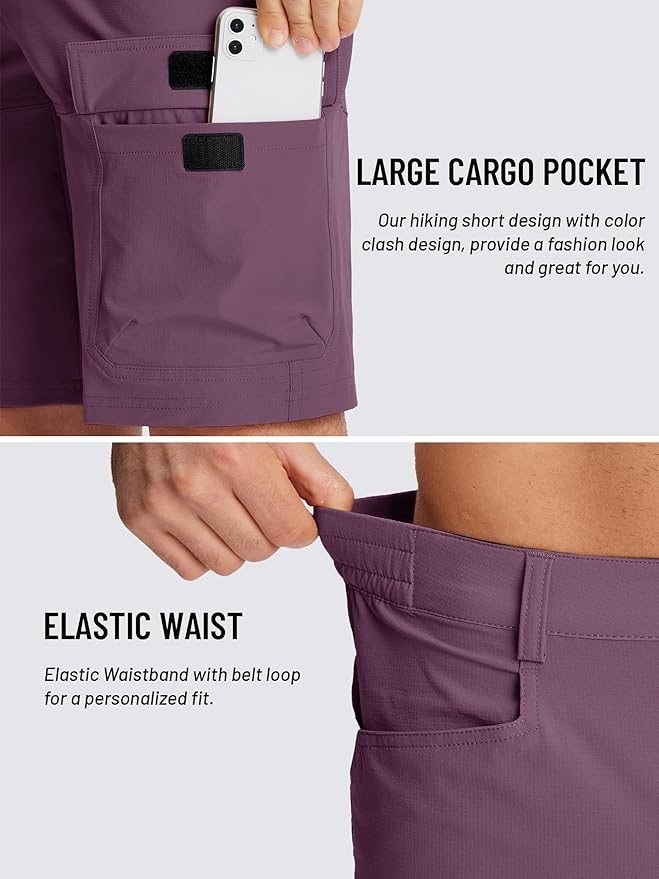 TACVASEN Men's Summer Outdoor Shorts Quick Dry Cargo Casual Work Hiking Shorts (NO Belt)