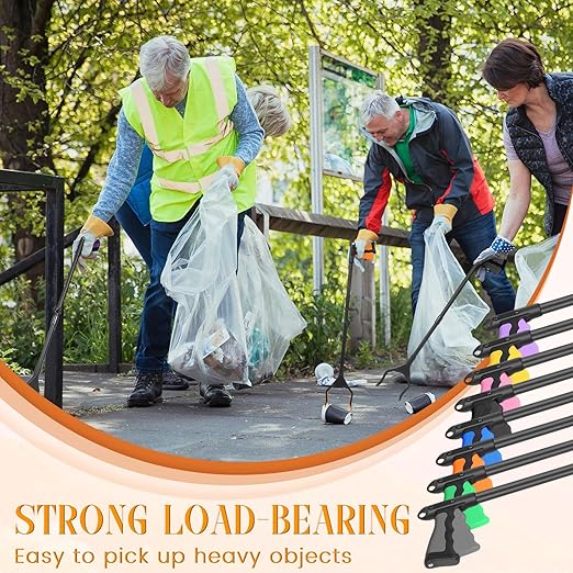 Ctosree 8 Pack 32" Trash Grabber Reacher Tool for Elderly, Foldable Litter Picker Upper, Lightweight Trash Pick up Stick, Long Handy Mobility Aids for Home Garden Arm Extension(Multicolor,Black)