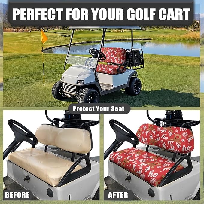 Golf Cart Seat Covers, Universal Fit & Nonskid Bottom Fits for Club Car 2 Person Seats Golf Carts