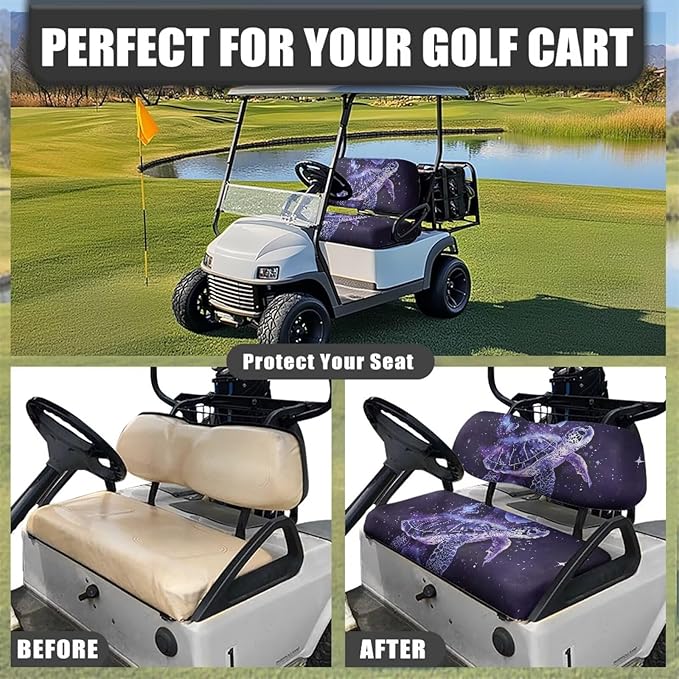 Golf Cart Seat Covers, Universal Fit & Nonskid Bottom Fits for Club Car 2 Person Seats Golf Carts