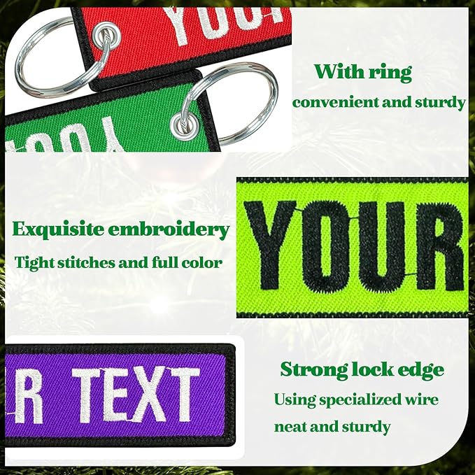 Customized Keychain, Personalized Embroidery Key Chains 1 PC, Double Sided Number and Name Key Tag for Door, Motorcycle, Car, Scooter, ATV