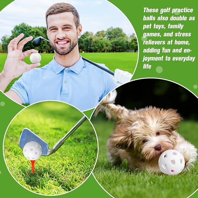 30 Pack Practice Golf Balls 42mm Rubber EVA Plastic Golf Training Ball High Visibility for Easy Tracking, Limited Flight, Hollow Airflow for Home Backyard Indoor or Outdoor